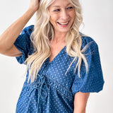 On Top Of Dots Denim Blouse