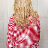 Wait For It Gingham Button Down Top