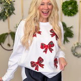 Tartan Bow Sparkle Sweatshirt