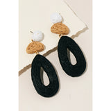 Straw Oval Dangle Earrings