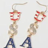 USA Letter Drop Earrings