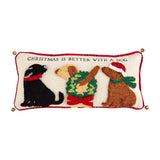 Christmas Dogs Hooked Dog Pillow
