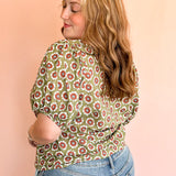 Olive Bloom Puff Sleeve Blouse