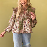 Planning For It Mixed Print Blouse