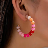 Pretty In Pink Beaded Hoops
