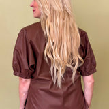Mocha Edge Faux Leather Top