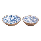Blue Willow Enamel Wood Bowl Set