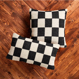 Checkered Lumbar Dhurrie Pillow