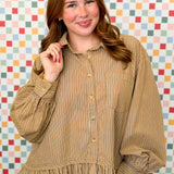 Stay In Stripes Button Down Top