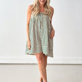 Side Step Striped Mini Dress