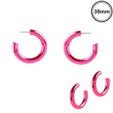 Hot Pink Metallic Hoop Earrings