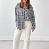 Wait For It Gingham Button Down Top