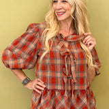 Heritage Plaid Peplum Blouse