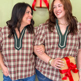 Midnight Mistletoe Plaid Blouse