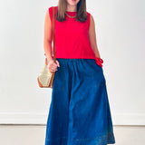 Weekend Blues Denim Midi Skirt