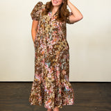 Cinnamon Bloom Eyelet Midi Dress