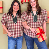 Midnight Mistletoe Plaid Blouse