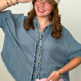 Fraying & Slaying Denim Blouse