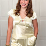 Fresh Lemon & Lace Satin Short