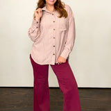 Rugged Rose Striped Button Down