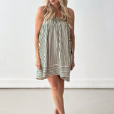 Side Step Striped Mini Dress