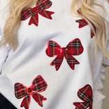Tartan Bow Sparkle Sweatshirt