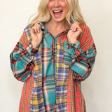 Teal Tides Mixed Plaid Shirt