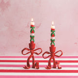 Red Bow Taper Holders