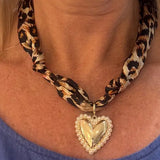 Cheetah Print Knotted Scarf Necklace