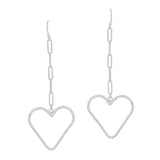Silver Heart on Chain Earrings