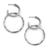 Worn Silver Double Hoop Earring
