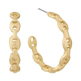Matte Gold Hoop Chain Earring